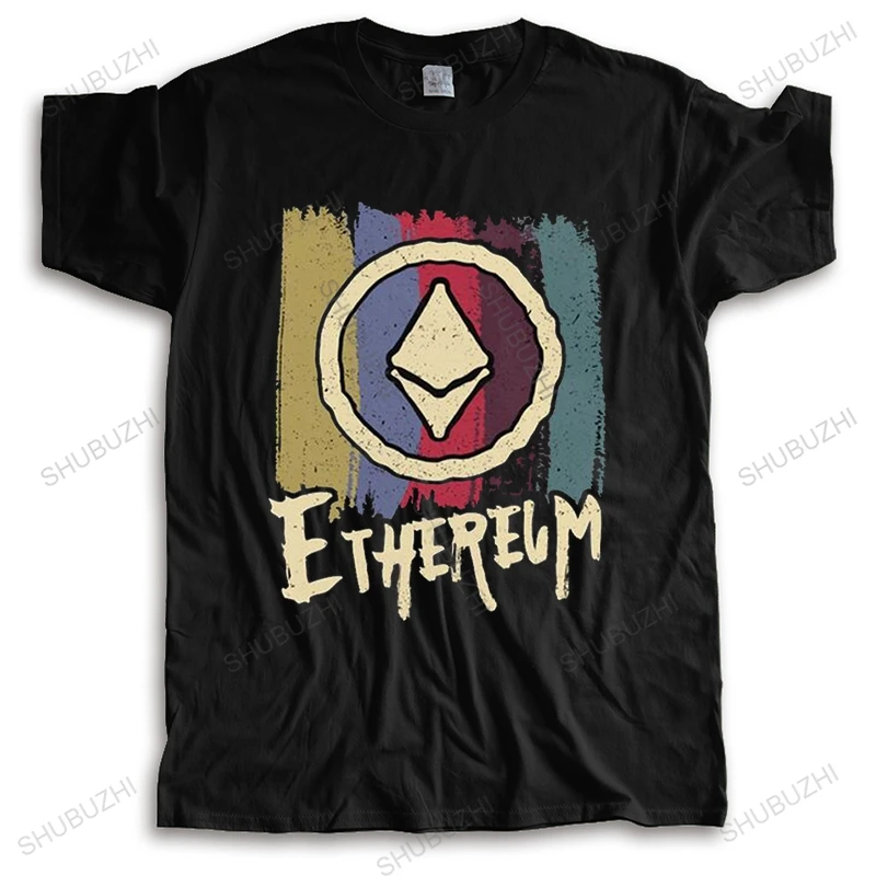 

Vintage Ethereum T Shirt Men Short Sleeved Blockchain Crypto Cryptocurrency Tshirt Loose Fit Pure Cotton T-shirt Graphic Tee Top