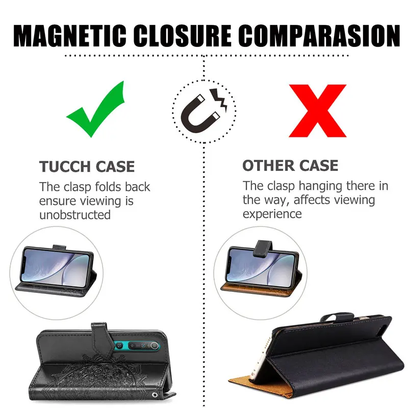 

JONSNOW Wallet Case for Xiaomi 10 Pro Flip Case with Strap Rhinestones Embossed Mandala PU Leather Cover Case for Xiaomi