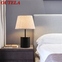 outela modern table lamps simple led desk lighting fabric for home living room bedroom study