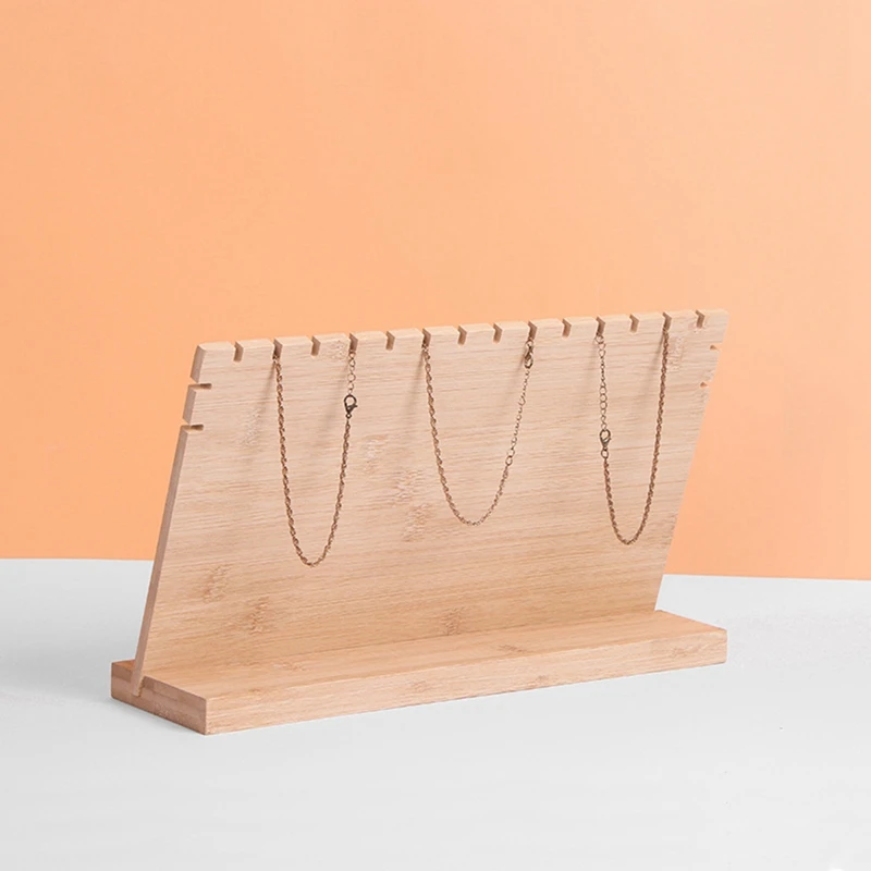 

Vertical Detachable Bamboo and Wood Large Necklace Display Stand,Props