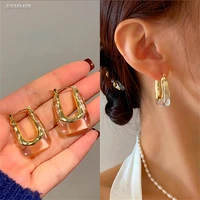 kshmir vintage acrylic metal splice geometric earrings womens fashion ear buckle earrings jewelry gift 2021