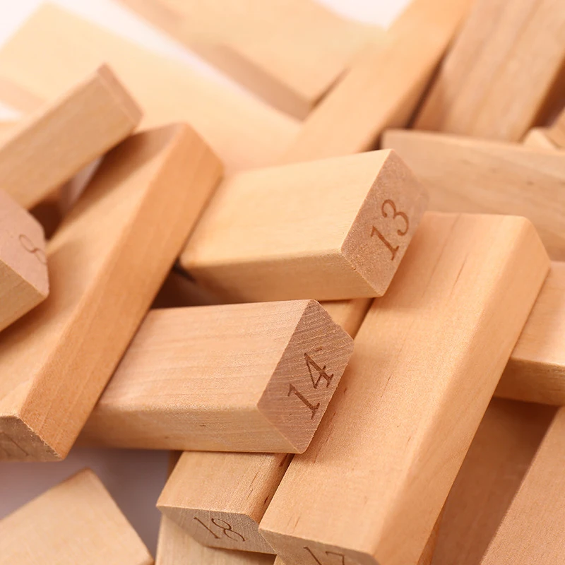 

54 Pcs Wooden Digital Jenga Dice Toy Kids DIY Table Balance Dominoes Blocks Educational Toy