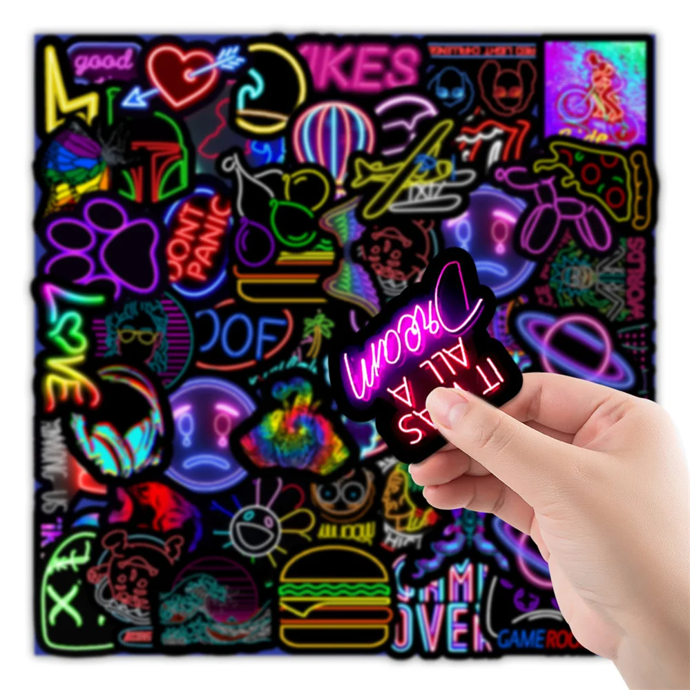 103050pcs new neon graffiti stickers car computer mobile phone case skateboard laptop luggage decoration stickers wholesale free global shipping