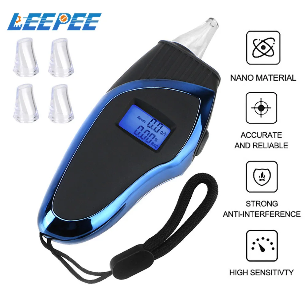 

Цифровой алкотестер LEEPEE, ручной анализатор дыхания, Алкотестер с ЖК-дисплеем и подсветкой