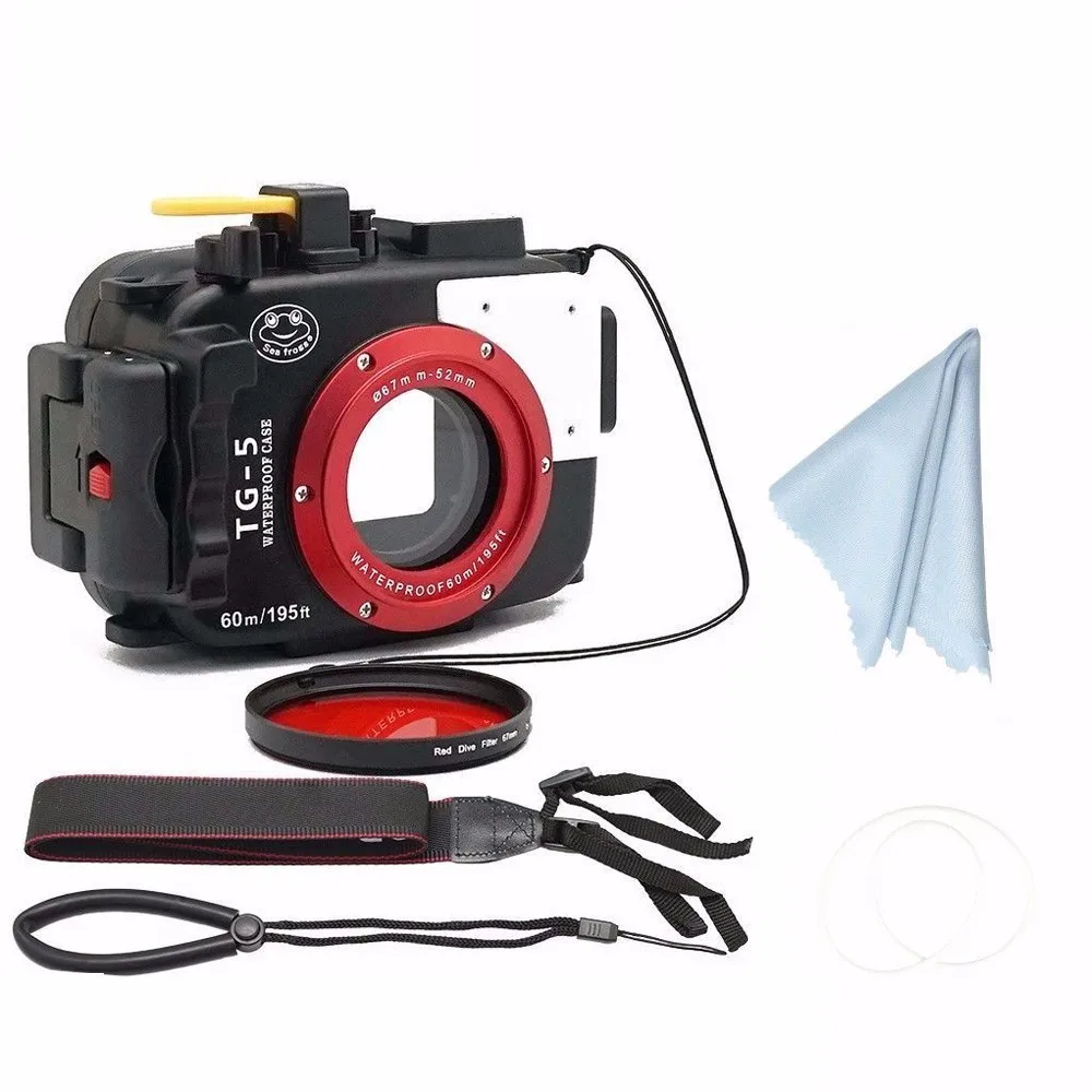 DF Seafrogs 60 м подводный водонепроницаемый чехол для камеры Olympus TG5 камера с MEIKON 67 мм рыбий глаз