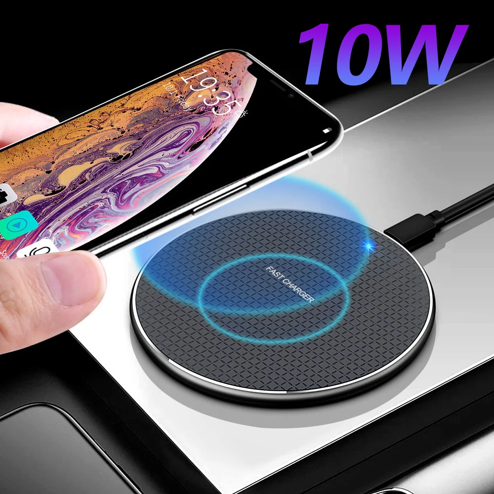Беспроводное зарядное устройство Qi для iPhone XS/XS Max/XR/X/8/8 Plus/Galaxy S20 10 Вт|Зарядные