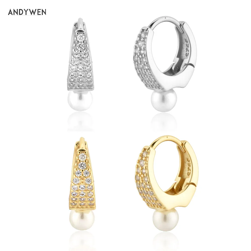 

ANDYWEN роскошные кольца из стерлингового серебра 925 пробы с жемчугом 8 мм модные хрустальные женские украшения из циркония свадебные модные ук...