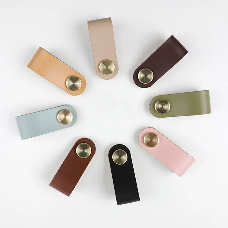 

Leather Handle Dresser Wardrobe Soft Leather Kitchen Door Knob Cabinet Furniture Drawer Cabinet Artificial Leather Handle