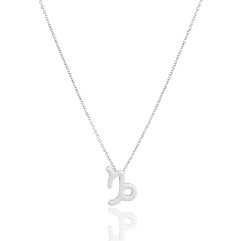 

Minimalist Capricorn Alloy Pendant Necklace Charm 12 Constellation Necklace Choker Card Necklaces For Girl Party Gift