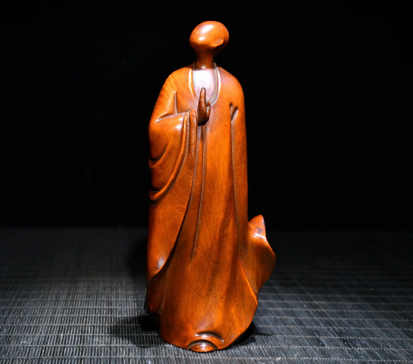 

6"Tibetan Temple Collection Old Boxwood No phase buddha Faceless buddha Standing Buddha Office Ornaments Town House Exorcism