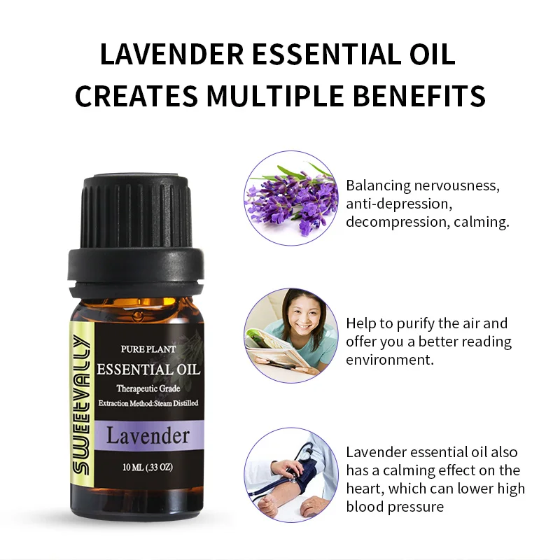 Эфирное масло лаванды для снятия стресса 10 мл увлажнитель ароматическая лампа