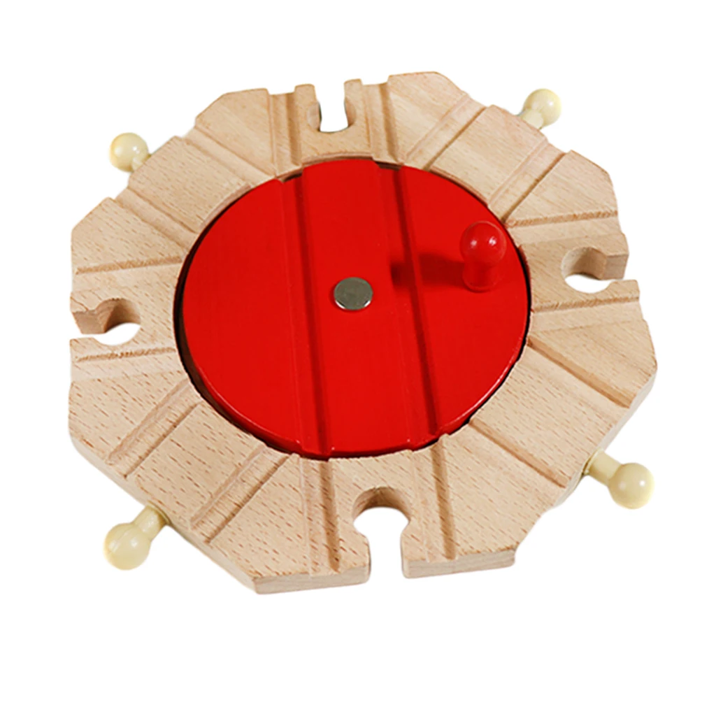 

MagiDeal Wooden Trains Railway Set Compatible Accessories Turntable Kids Toy
