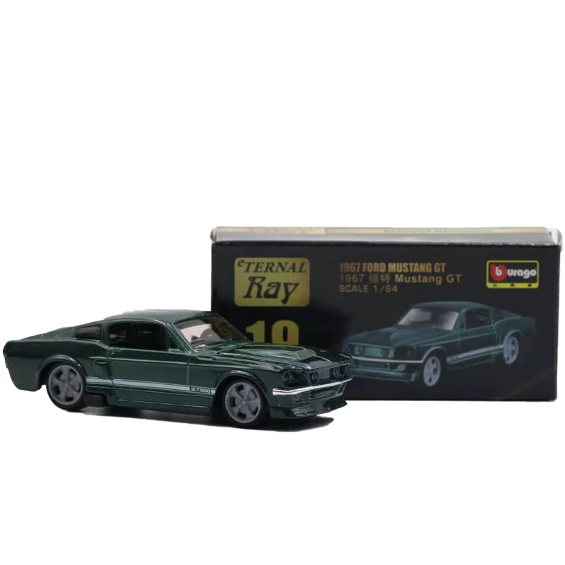 Модель автомобиля под давлением зелёного цвета для Ford Mustang GT 1967 Bburago 1:64 | Игрушки и