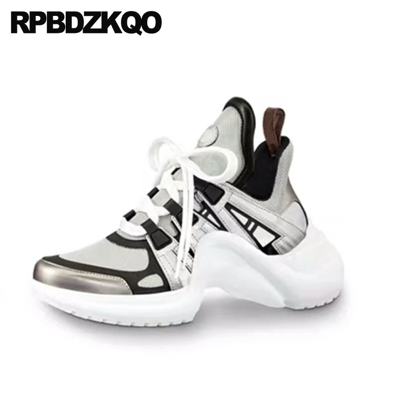 На толстой подошве Кроссовки на платформе Обувь резине Удобная обувь шнуровке