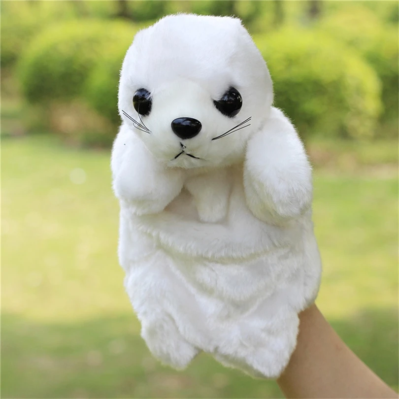 Cute Cartoon Sea Lions Plush Hand Puppet white hand Doll Kids Glove Parent-child interaction story vingerpop A40 | Игрушки и хобби