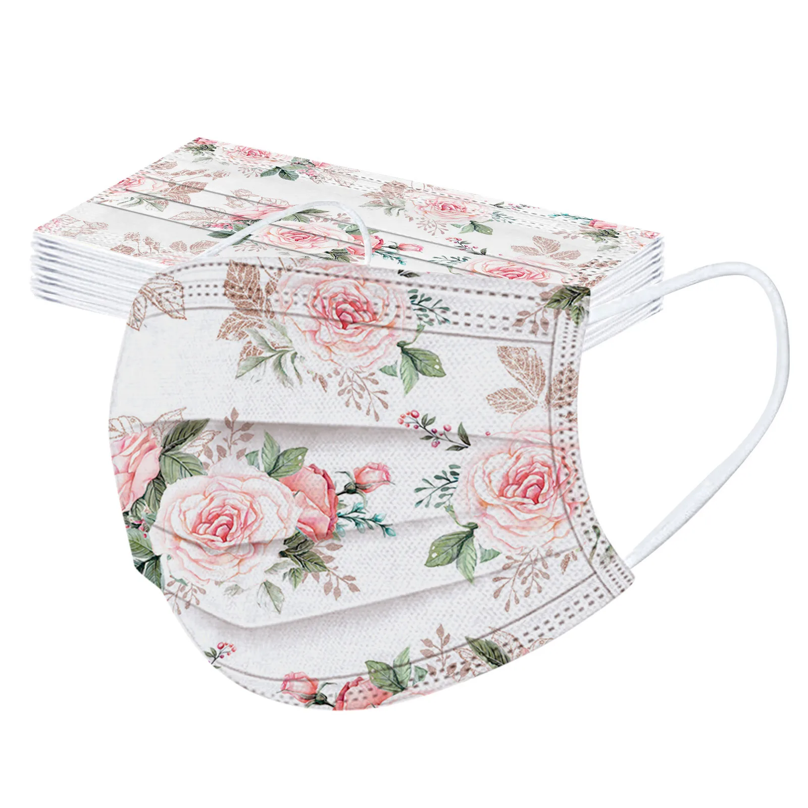 

10 шт., маски для лица с цветочным принтом