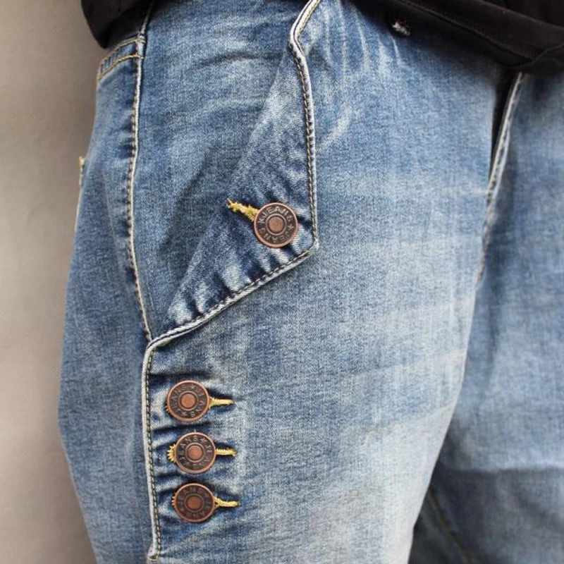 Мужские длинные джинсовые брюки свободные штаны-шаровары в стиле хип-хоп