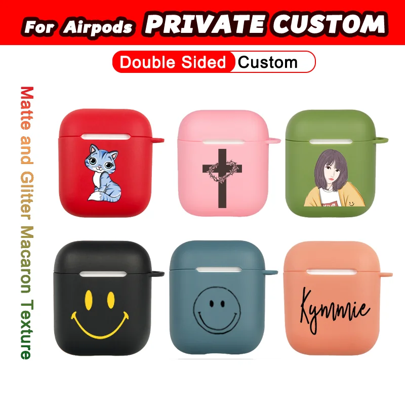 Private Custom Perfume Case for Apple Airpods 1 2 DIY Matte Colorful Glitter Macaron Soft TPU Cover Name Logo Text Customized
