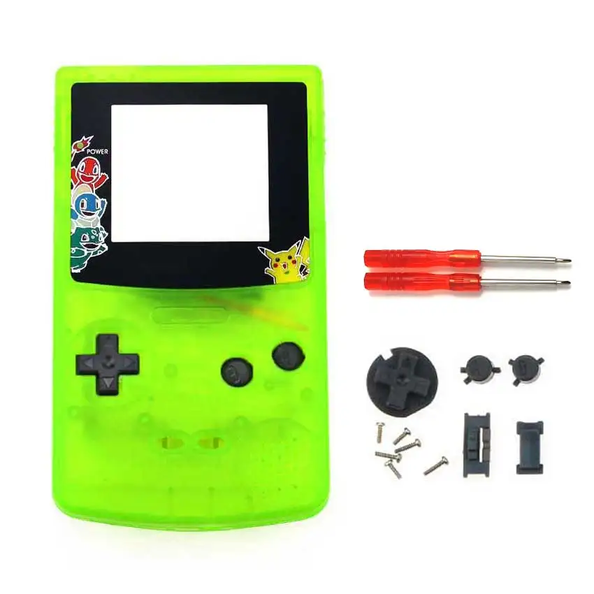 YuXi полный корпус оболочка Крышка запасная часть для nintendo для Gameboy цвет консоль GBC чехол с инструментами - Цвет: Clear Green PI
