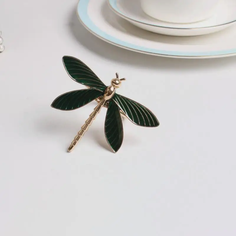 2021 new 6pcs Dripping Dragonfly Napkin Button Ring Hotel Wedding Table Cloth | Дом и сад