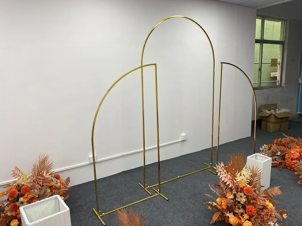 Arco de decoraci&oacute;n de boda chapado en oro, soporte de flores para fiesta de cumplea&ntilde;os, decoraci&oacute;n de arco de globos al aire libre, forma Irregular S-1