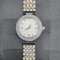 missfox sweet princess lady watches pearl elegant ins style white gold wrist watches woman full diamond bezel watch for women