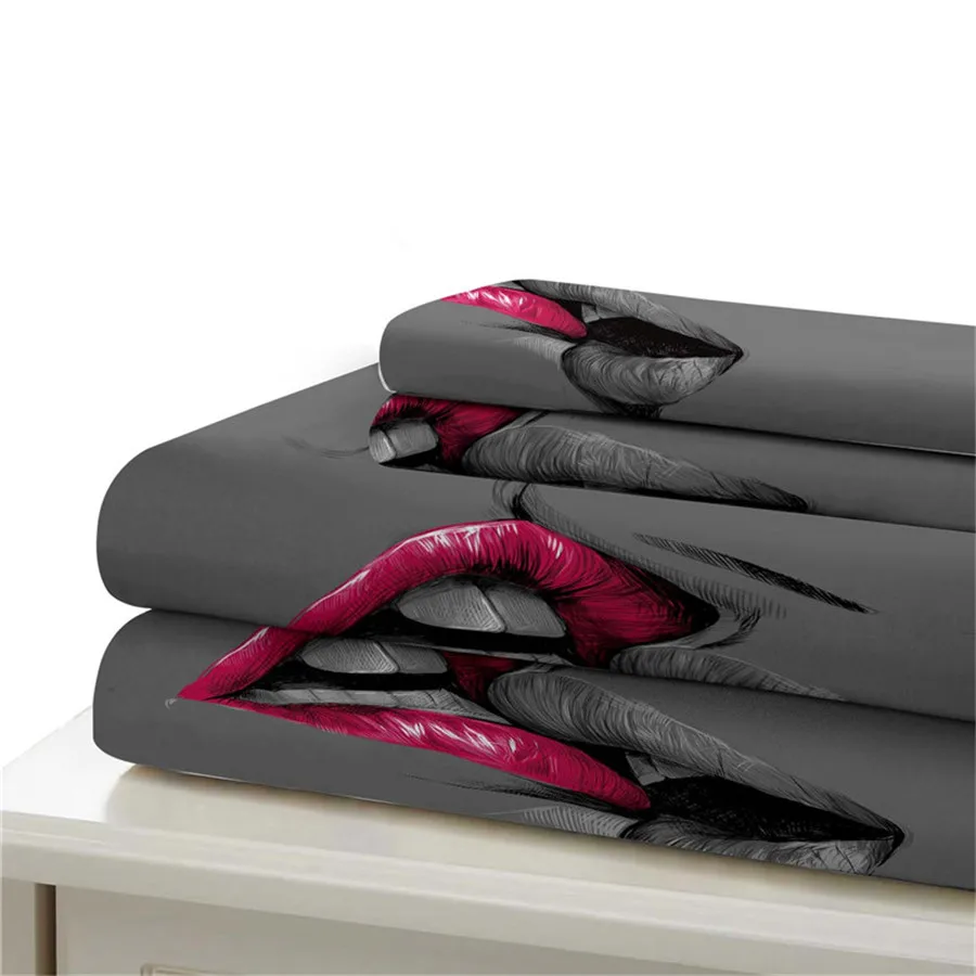 3d-комплект постельного белья HELENGILI пододеяльник с принтом губ комплект