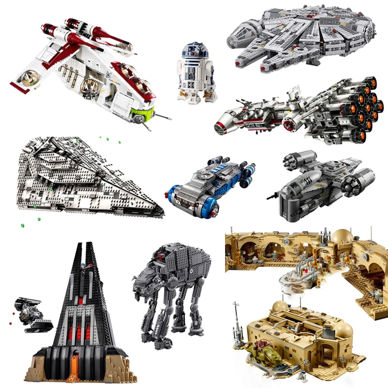 

Star Spaceship Building Blocks MOC Space Ship Brick Razor Fighter Crest Gunship Millennium Falcon Figure Toys for Boys Gift Kids