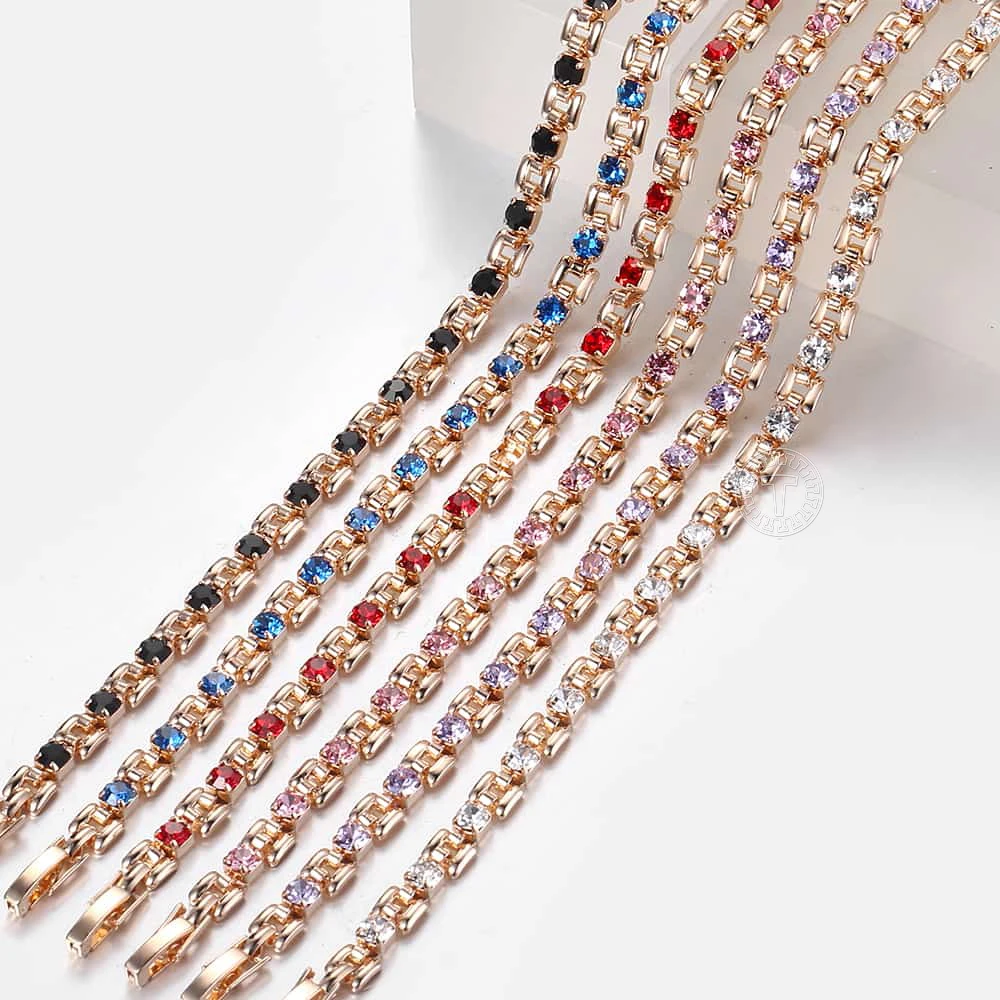 Женское колье из розового золота 585 пробы с фианитом 20 дюймов|Цепочки| |