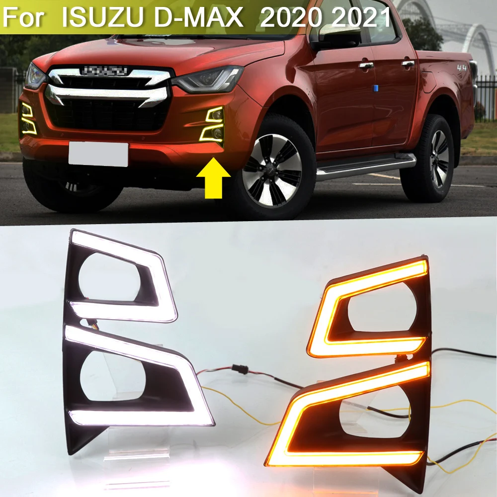

Противотуманная Предупреждение ПА 2 в 1 для переднего бампера, дневные ходовые огсветильник белого цвета, динамичессветильник тели поворота для пикапа ISUZU D-max 2020 2021
