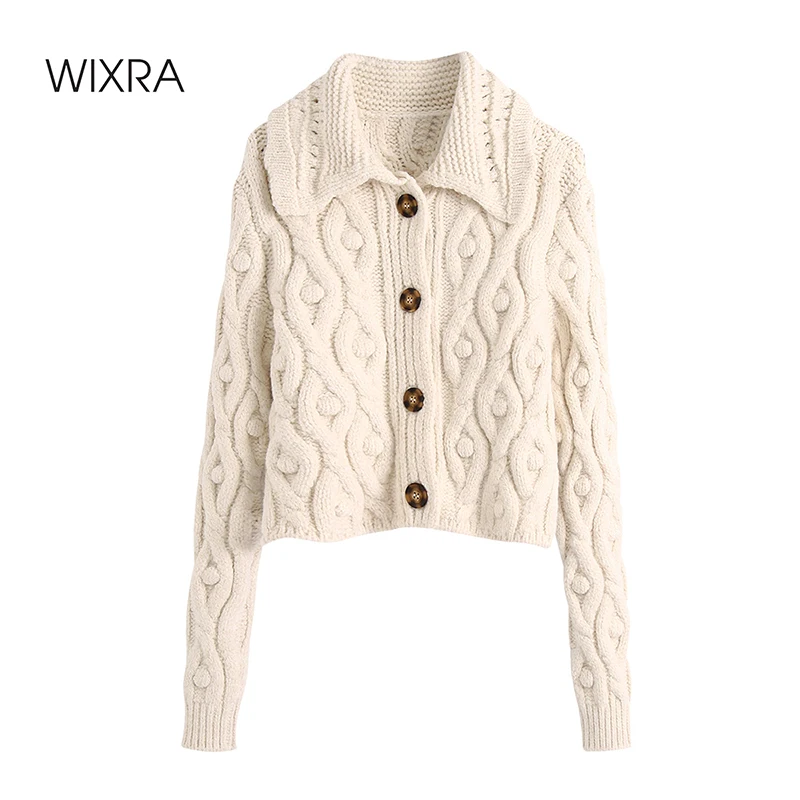 

Wixra Womens Vintage Cardigans Single Breasted Full Sleeve Feminino Slim Fit Sweaters Jumper Autumn Spring