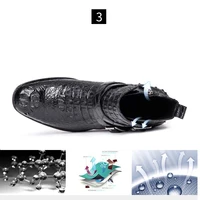 ouluoer Thailand crocodile shoes Men shoes winter boots High help Round head British high-grade men boots personality