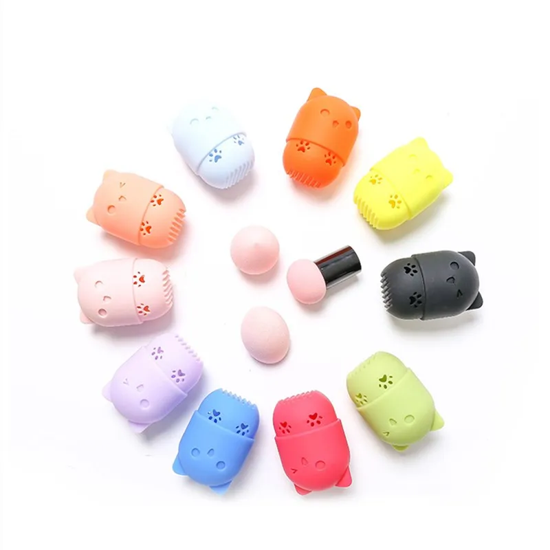 Портативный порошок Косметическая пуховка для очистки коробка хранения Макияж