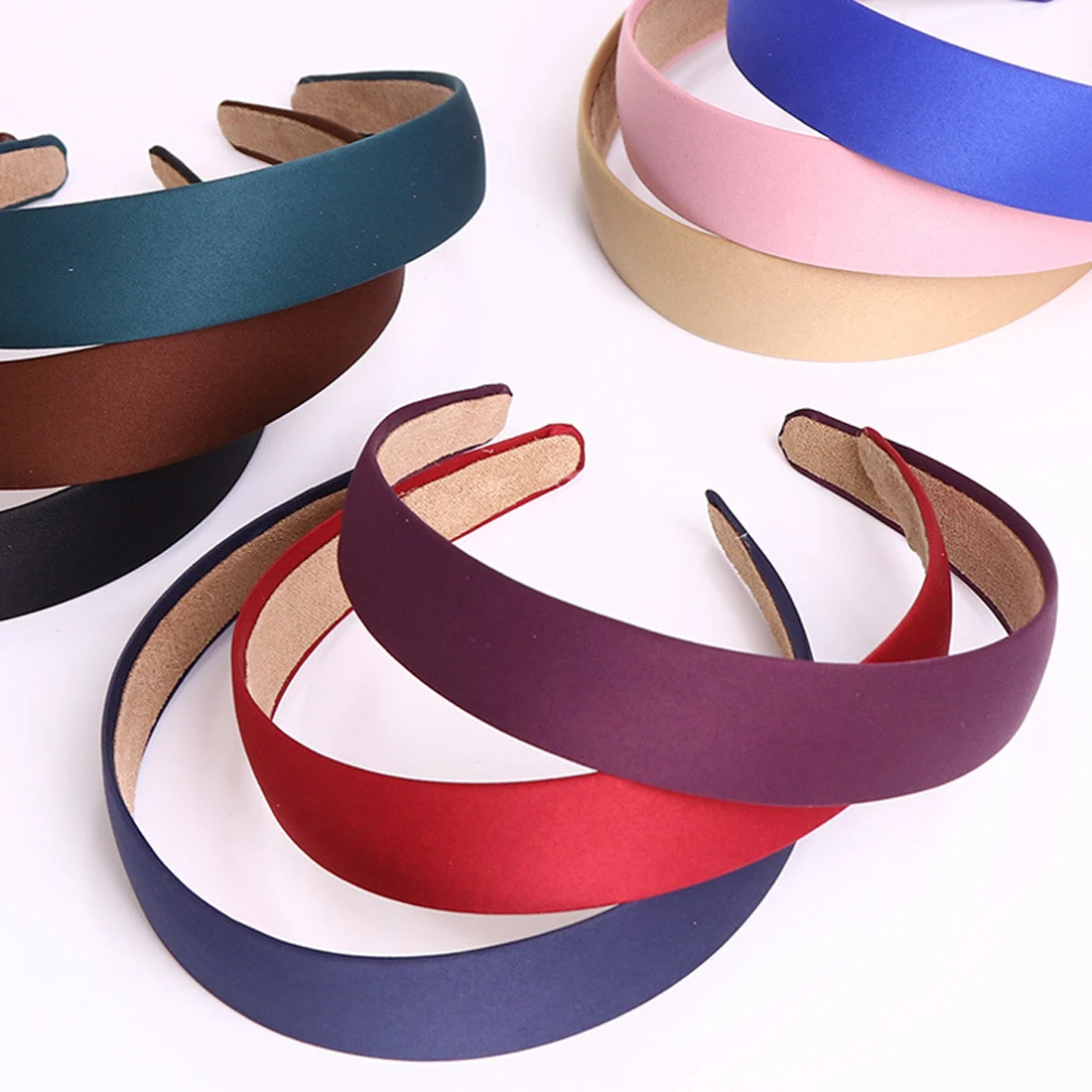 

1PC Plastic Fashion Canvas Wide Headband Hair Band Headwear Bezel Hair Accessories For Woman Satin Covered Resin Hairbands