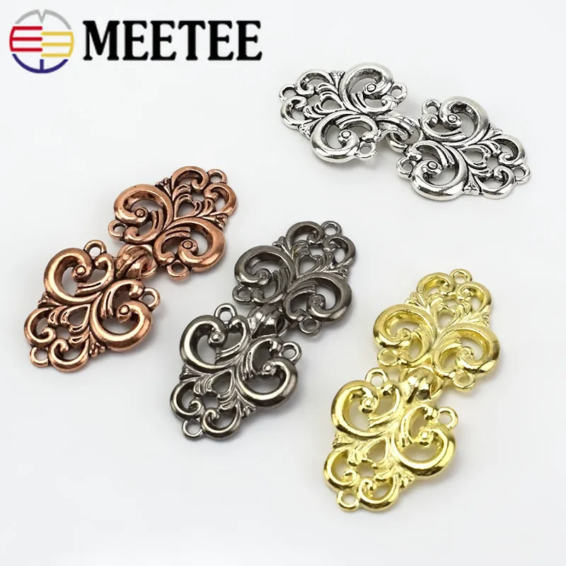 

2/5pcs Retro Metal Button For Fur Coat Shawl Collar Clothes Belt Decorative Metal Buckles Cheongsam Hooks DIY Sewing Accessories