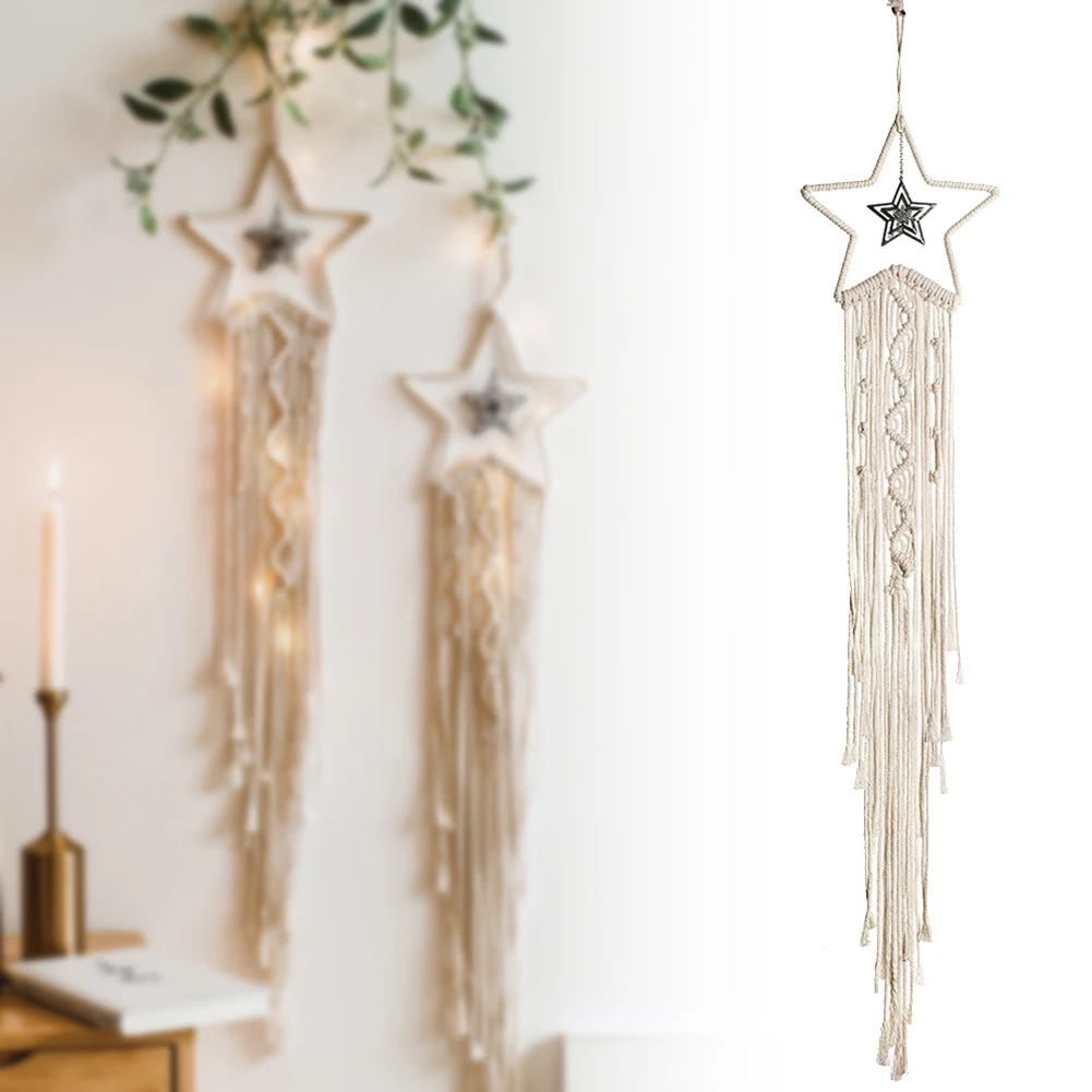 

Bohemian Chic Macrame Wall Hanging Tapestry Moon Star Dreamcatcher Wall Decor Boho Woven Knitted Tapestries Home Decor