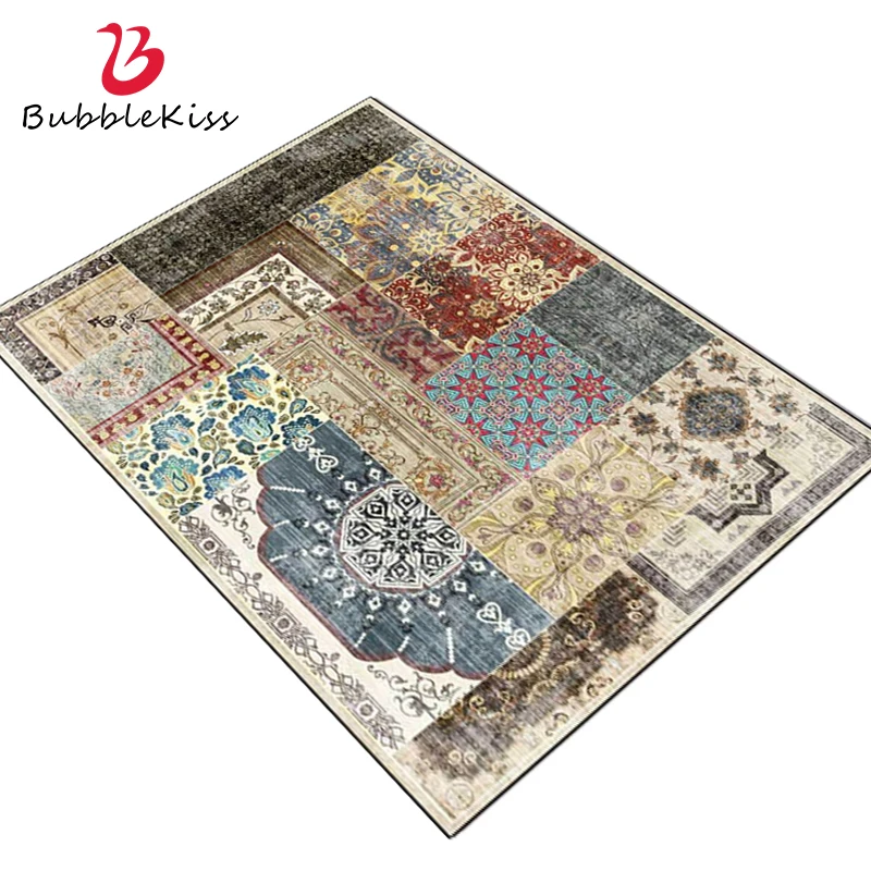 

Bubble Kiss American Style Retro Rugs Decor Home Living Room Flower Stitching Print Bedside Floor Carpet Tea Tables Non Slip Mat