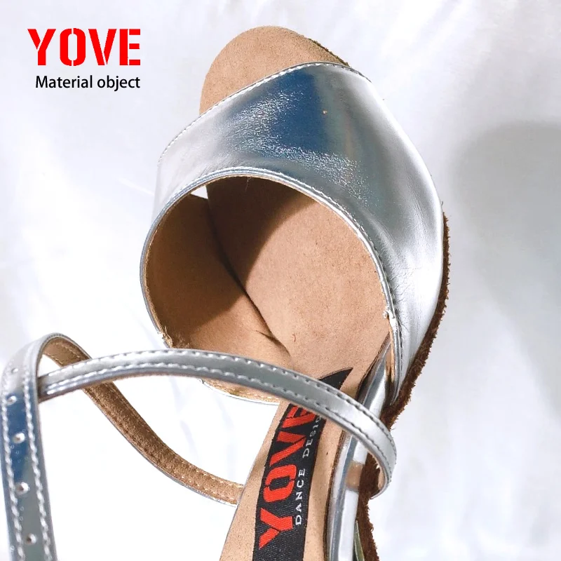 Silver PU Material YOVE стиль w137-18 танцевальная обувь Бачата/Сальса Танцевальная обувь женская танцевальная обувь - Цвет: Silver PU Material