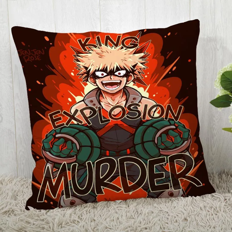 Custom Pillow Cases Boku no Hero Academia Square Pillowcase Christmas Zippered Pillow Cover 40*40cm,45*45cm(One Side - Color: 3
