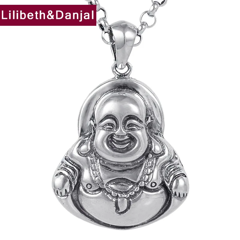 

Necklace Pendant 100% Real 925 Sterling Silver Women Men Buddhism Maitreya Buddha Enrichment Jewelry 2021 Free Shipping GP64