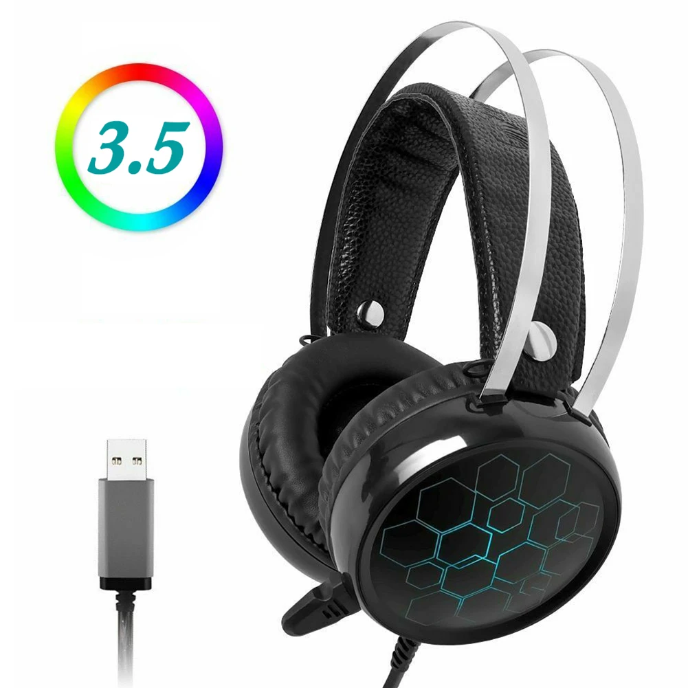 Игровой гарнитуры геймера 7 1 Surround Sound USB 3 5 мм Проводная RGB светильник Игровые