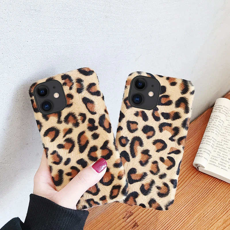 Для iPhone 11 Pro X Xr Xs Max 8 7 6S 6 Plus чехол Теплый леопардовый мягкий плюшевый пушистый мех ТПУ Гибкая задняя чехол для iPhone 5 5S se