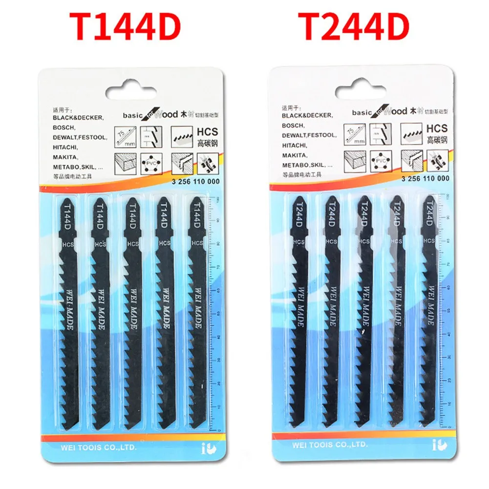 

20Pcs Jig Saw Blades Set Wood Plastic Metal Cutting Assorted Blades T144D/T244D/T127D/T111C Woodworking Jig Sawblades
