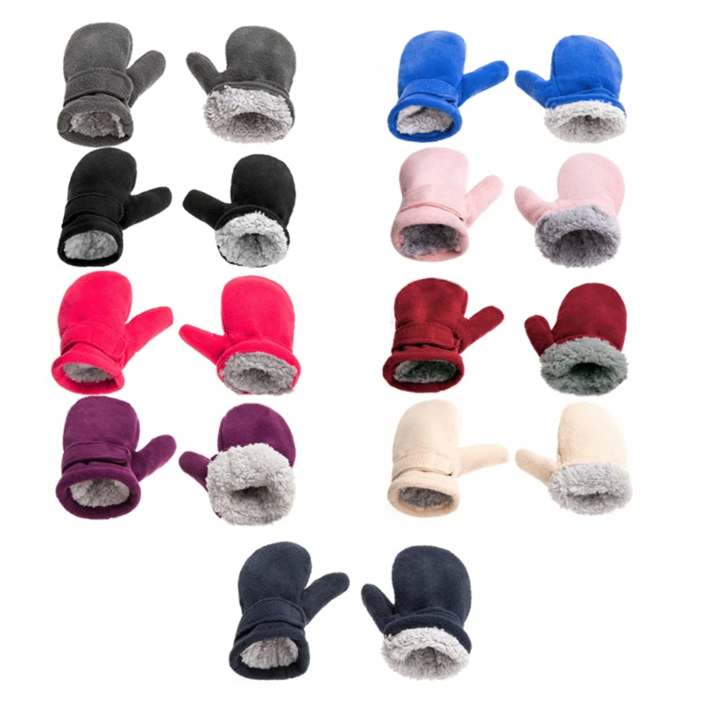 

Double-layer Polar Fleece Gloves Female Winter Korean Version Of Solid Color All Fingers Winter Women Gloves Girls Mittens