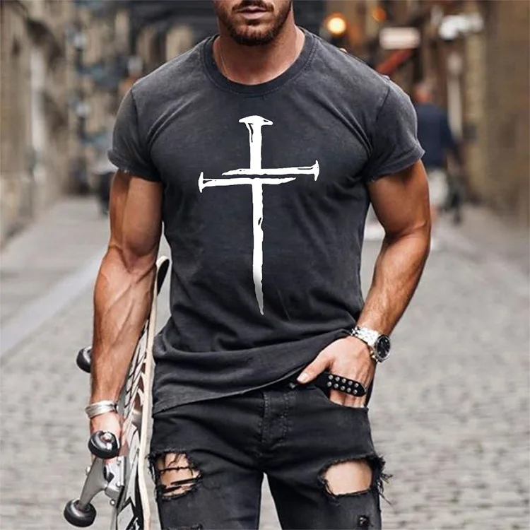 

2021 New trend modern short-sleeved 3D T-shirt cross men's and women's fashion casual T-shirt quick-drying large size T-shirt