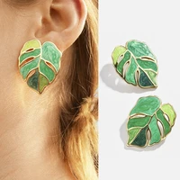 green leaves dangle earrings for women girls creative trendy style dripping oil plant statement earrings fashion jewelry gifts