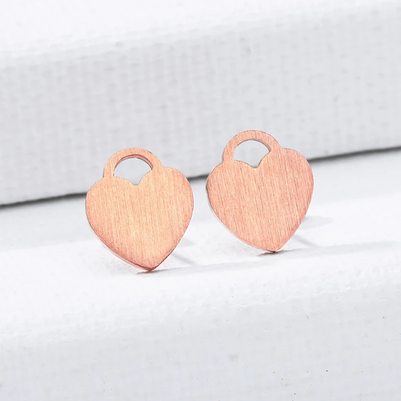 Женские серьги-гвоздики из нержавеющей стали под розовое золото и серебро |