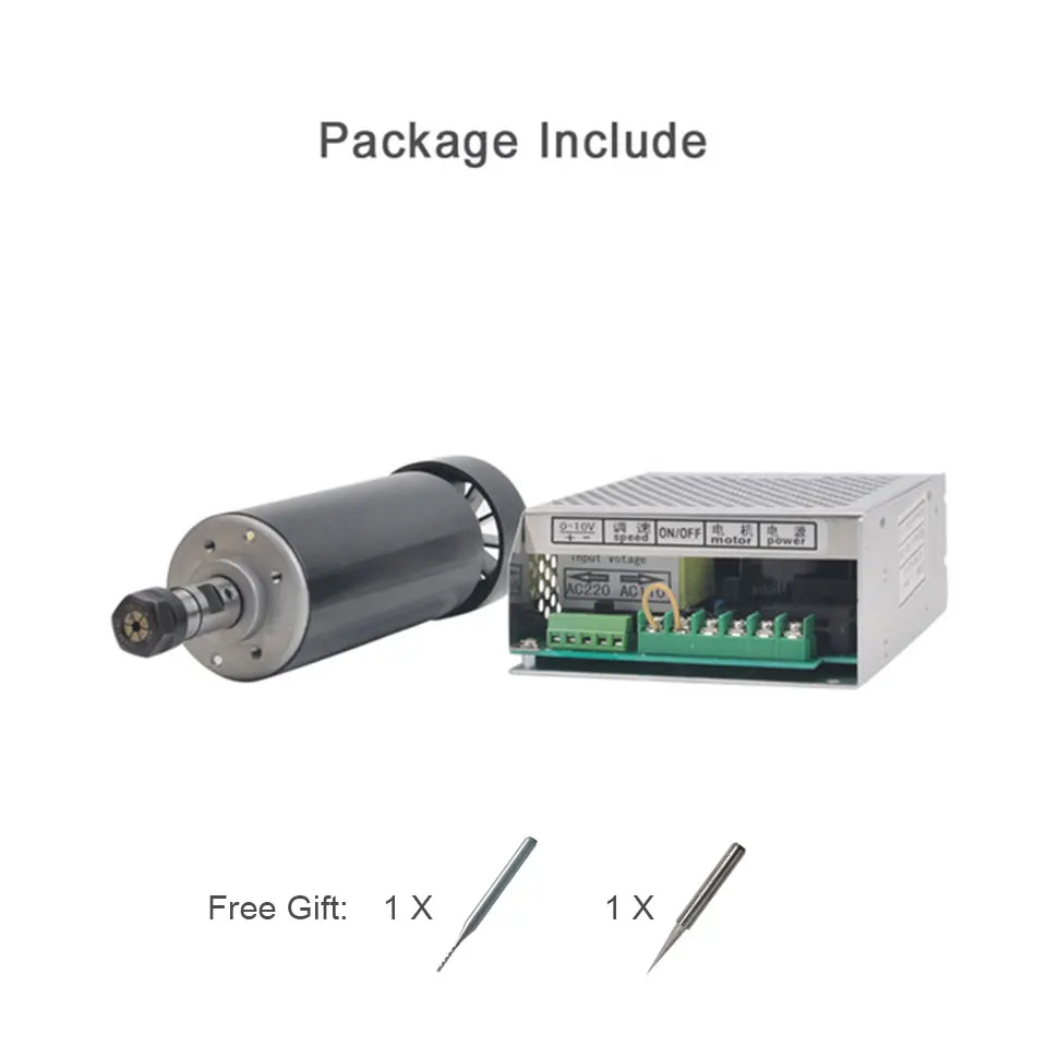 Package 4 Daedalus 500 Вт шпиндель с воздушным охлаждением 0,5 кВт с 110 В/220 В Регулируемый блок питания Mach3 52 мм зажим ER11 цанга Для гравировального станка - Цвет: Package 4