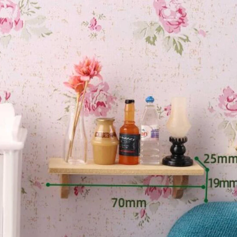 

1:12 Doll House Mini Accessories For Dollhouse Wooden Wall Shelf Wall Shelf Miniature Bathroom Accessory 70*25*19mm