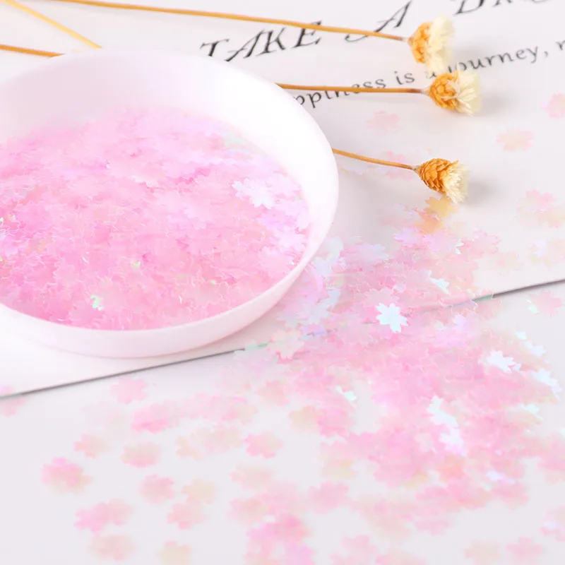 

10g 5MM Ultra-thin Cherry Blossom Glitter Sequins Handmade DIY Crystal Clay Filler Wedding Decoration Laser Manicure Accessories
